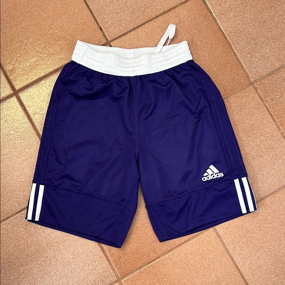 adidas White Shorts with Purple Accents/ reversible